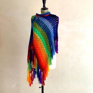 Cozy Rainbow Crocheted One-of-a-kind Shrug / Poncho